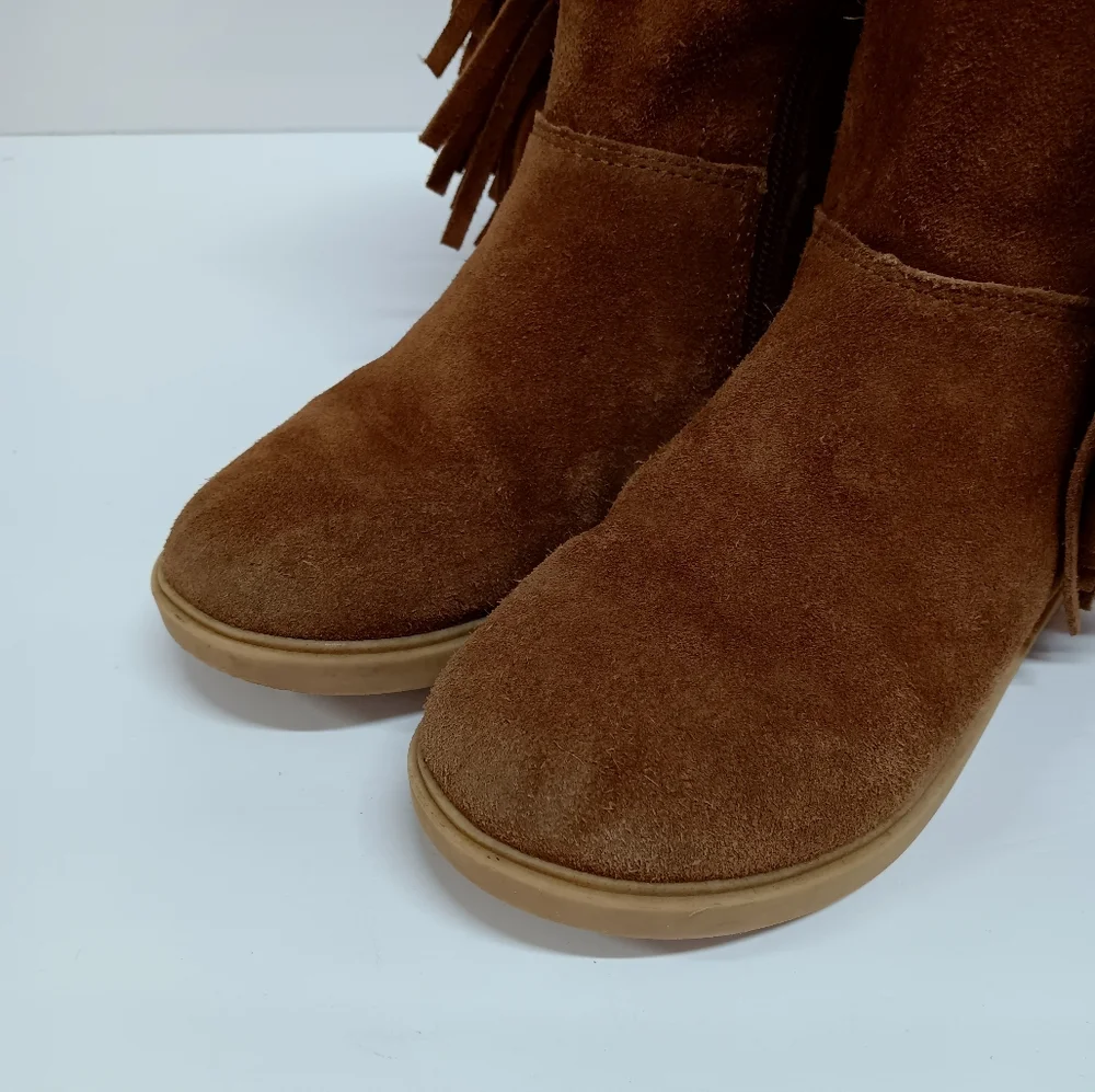 Real Brown Suede Nordstrom Girl's Fringe High Zip Boots Size 10
